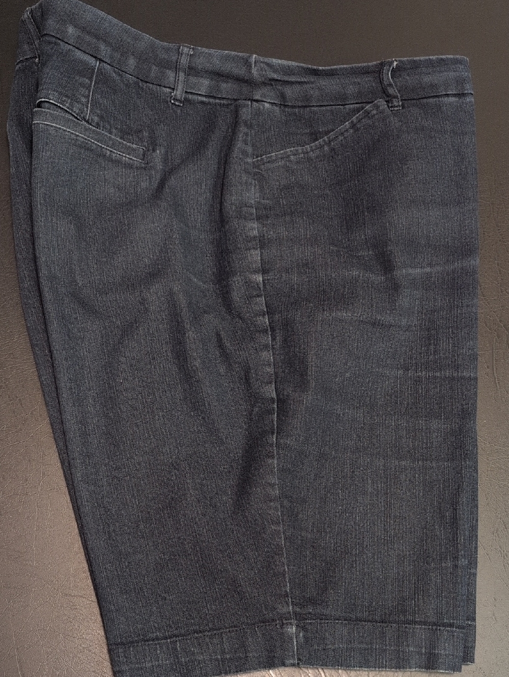 St. John's Bay Dark Blue Bermuda Denim Look Shorts with Button Front